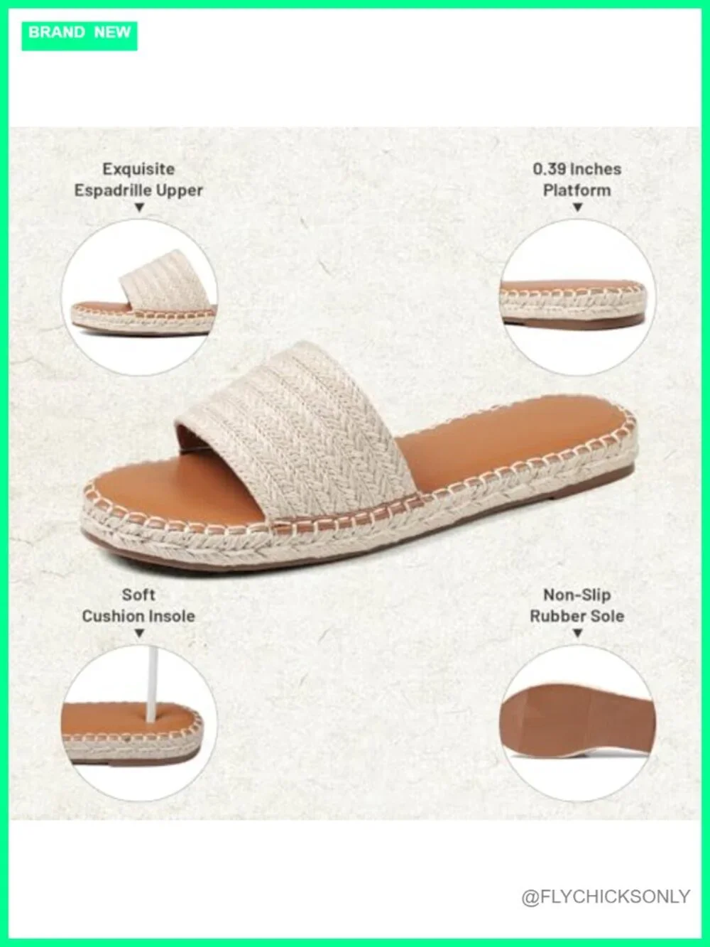 Raffia Woven Espadrille Slide Sandals Women Flat Jute Dressy Summer